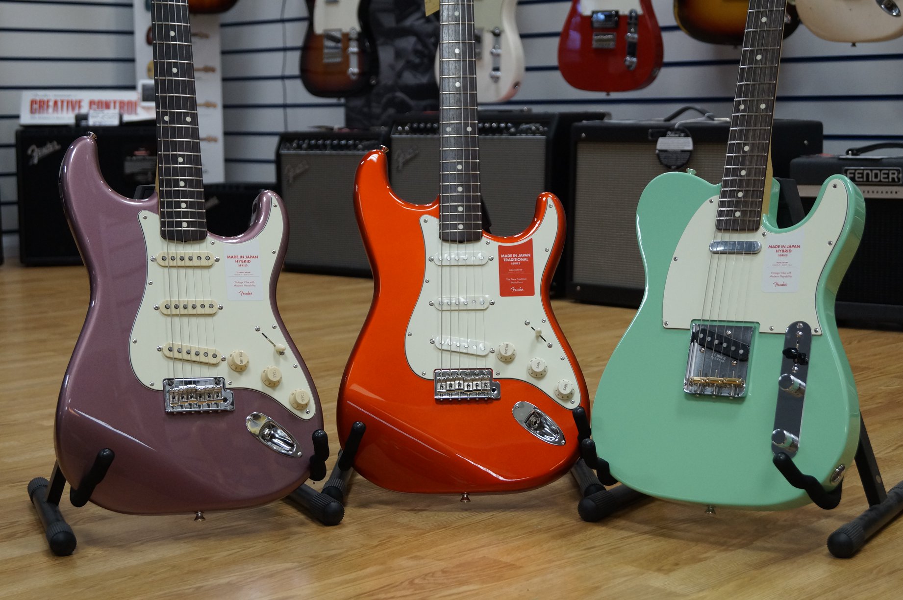 Giggear 3 New Arrivals Courtesy Of Fender Japan Left To Right Hybrid Strat In Burgundy Mist T Co Iffaorhj9u Traditional Strat In Candy Tangerine T Co Xde0f5w1ez And A Giggear 3 New Arrivals Courtesy Of Fender Japan Left To Right Hybrid Strat In Burgundy Mist T Co Iffaorhj9u Traditional Strat In Candy Tangerine T Co Xde0f5w1ez And A