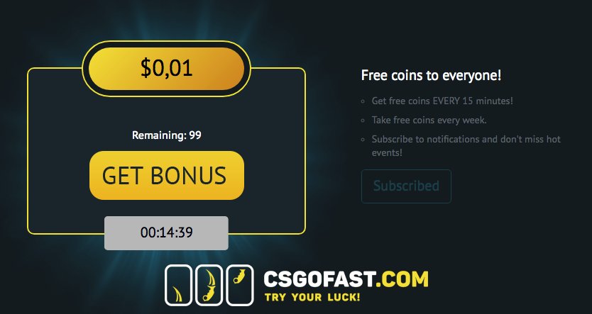 I'm collecting free $ on CSGOFAST  now. Join immediately! 
csgofast.com/?utm_source=SO…

#csgo #csgofast #csgofastbros