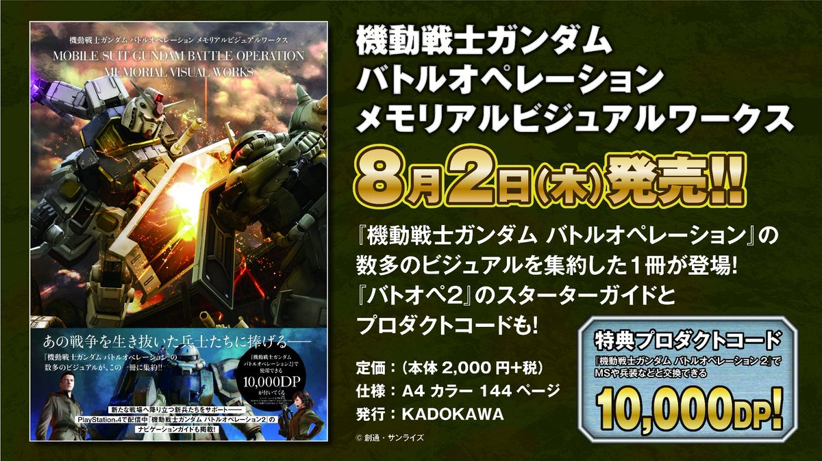 バトオペ2 公式 Twitter वर 機動戦士ガンダム バトルオペレーション メモリアルビジュアルワークス バトオペ の数多のイラストや実装された全ｍｓなどを網羅した ビジュアル集が８月２日に発売 開発スタッフへのディープなインタビュー ２ の