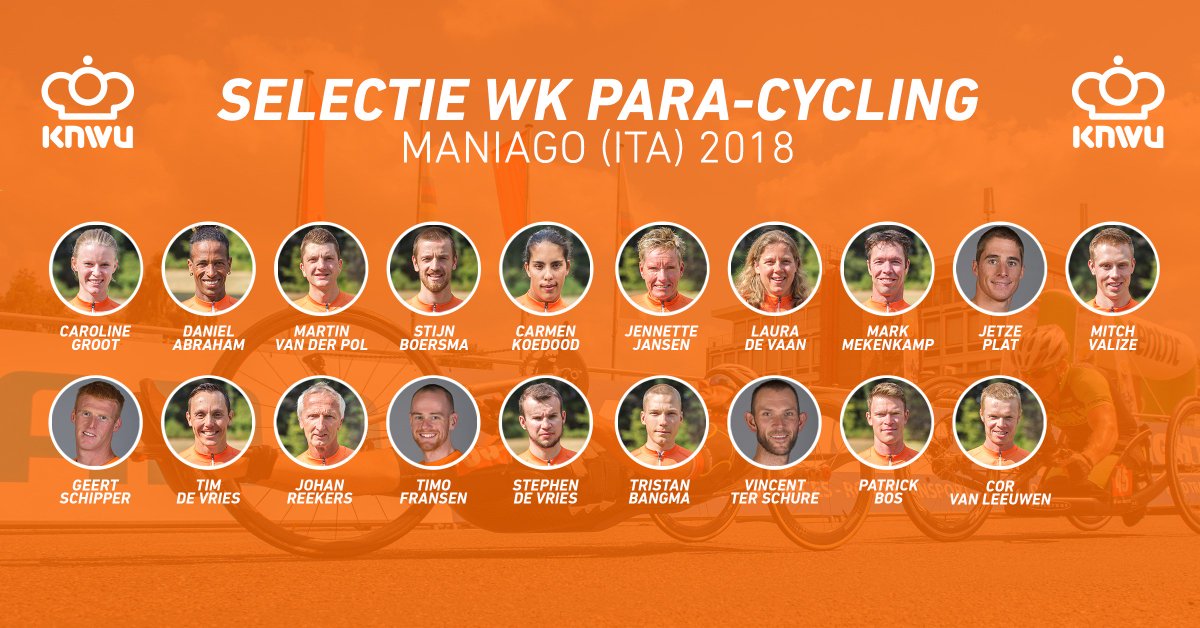 KNWU's tweet photo. “De wereldbekerwedstrijd deze maand in Emmen was een goede generale voor het WK in Maniago. Met 19 medailles, waarvan 12 met een gouden kleur, verwacht ik dat veel van onze atleten meedoen voor het podium en de winst."  https://t.co/e6CtdelY0E https://t.co/JVWQ7FaFc7