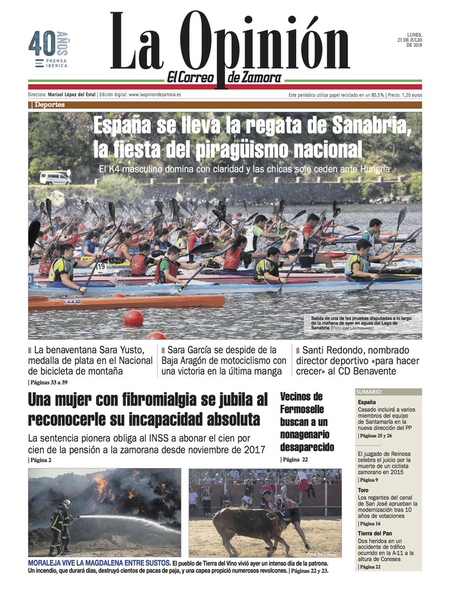 Consulta los principales titulares de este lunes en nuestra portada de #Zamora