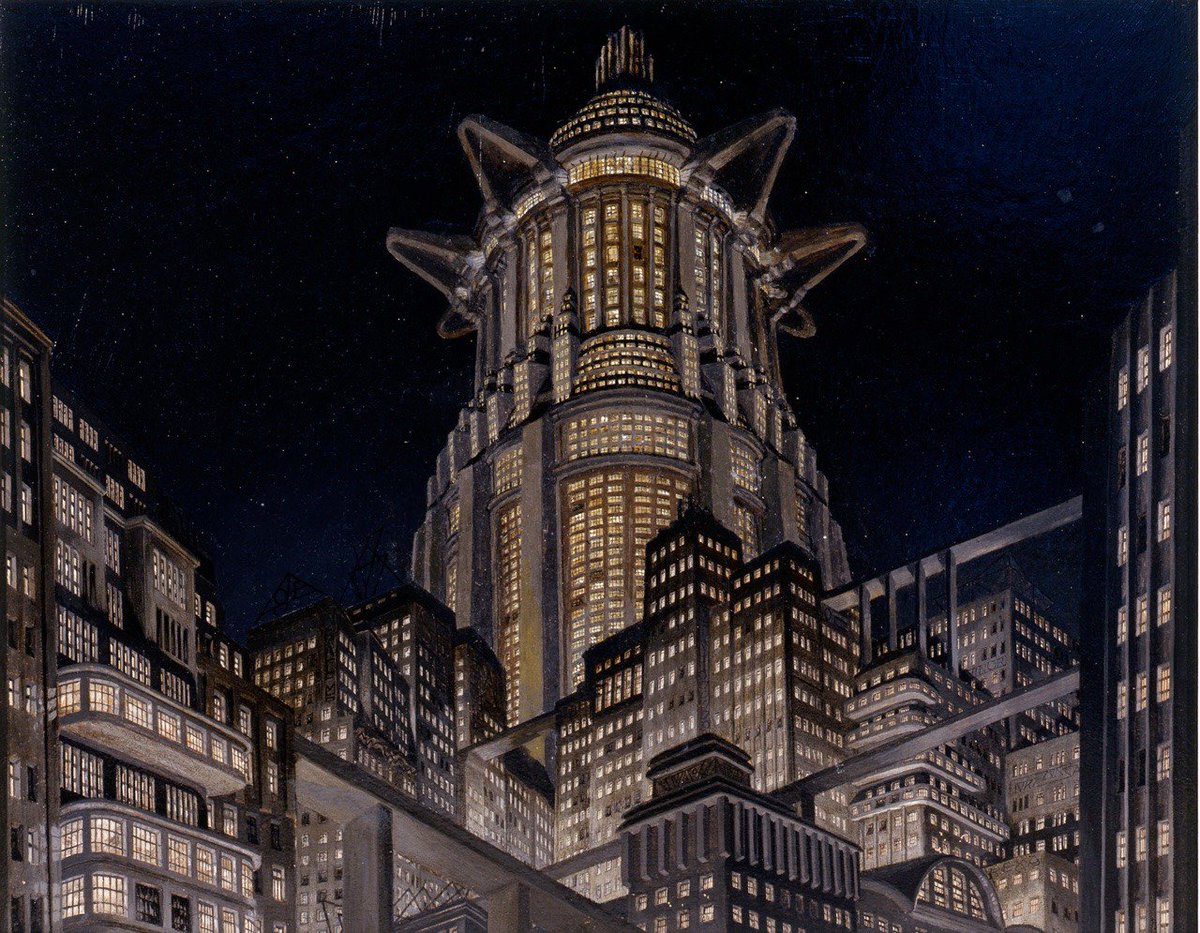 Cine_Heroes's tweet photo. Concept art pour Metropolis (1927) par Erich Kettelhut https://t.co/H3hPAaJaLR