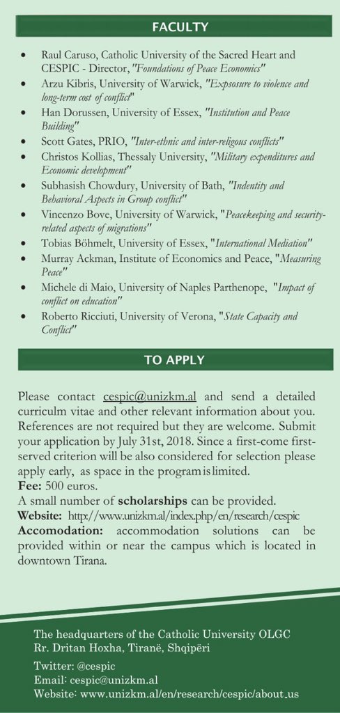 cespic's tweet photo. #cespic Summer school "War, Reconstruction &amp; Establishment of Peace” will be between Aug 30 &amp; Sep 6 in #Tirana. The program will provide students with scientific pillars &amp; roots of #war, #peace and #Peacebuilding info: https://t.co/d67BbPRD3K https://t.co/czNFJl4CM2