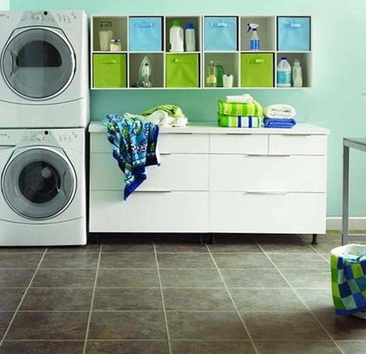 TheFlooringShop's tweet photo. Monday duties do not need to be boring. Add a pop of colour with #Permastone #flooring to your laundry room @TarkettHome @TheFlooringShop https://t.co/gvPyGNil9K