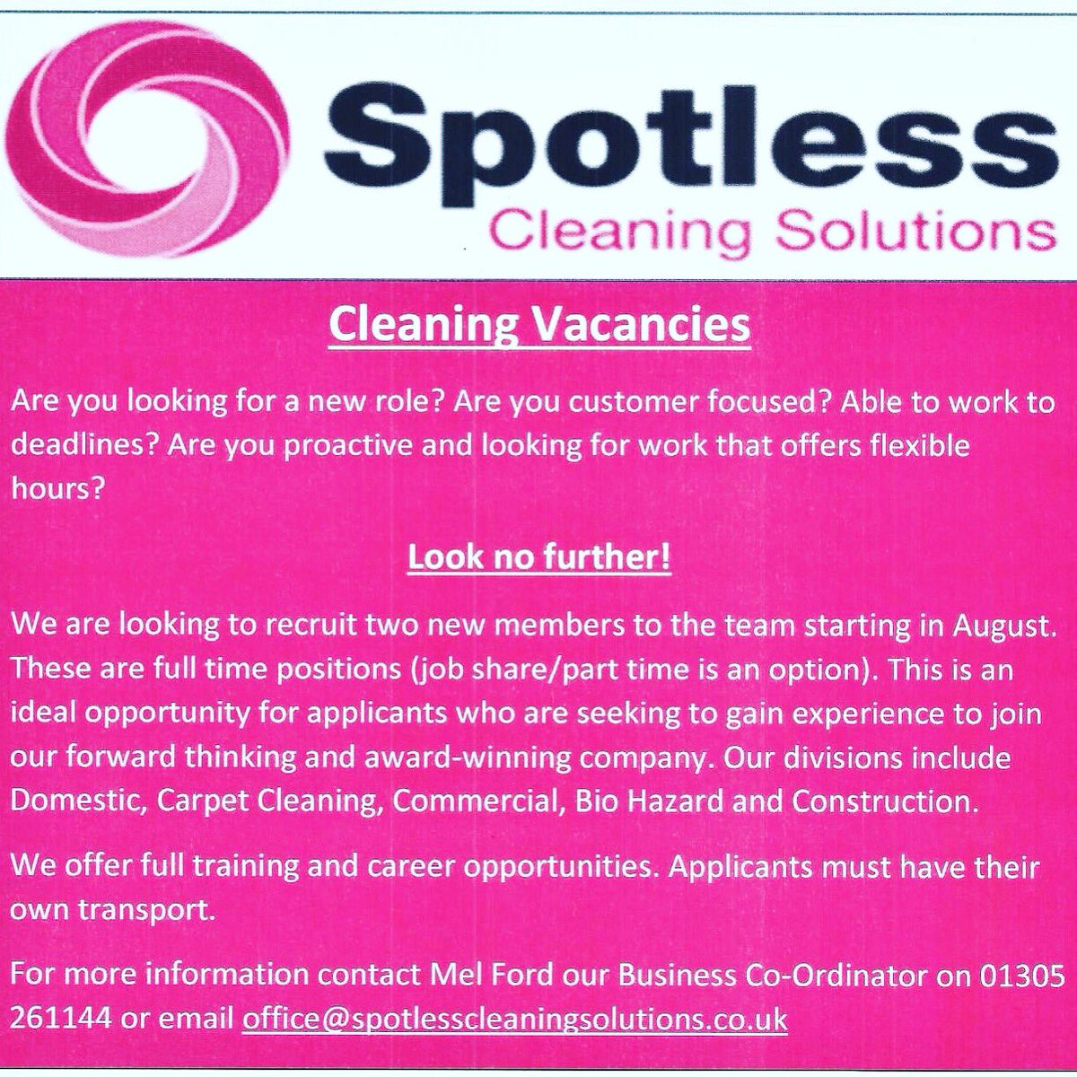 Spotless_DT2's tweet photo. #recruiting #cleaning #jobs #training #recruitingnow https://t.co/WR7Oc9ErHp