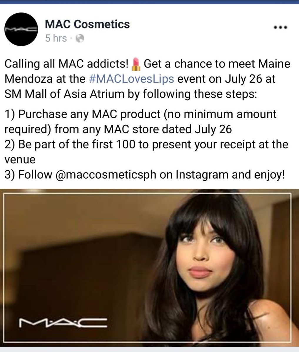 imneleh's tweet photo. This isn't the launch of the #MaineXMAC collab. But this will be @mainedcm's first "public" event for MAC Philippines.
#MaineMendoza
#MACLovesLips https://t.co/Cn9xL8uyjs