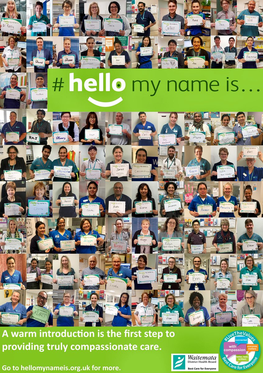 #hellomynameis . . . Emphasising the importance of introductions for building therapeutic relationships and providing person-centred, compassionate care in our hospitals and healthcare systems @WaitemataDHB #patientcentredcare #patientexperience