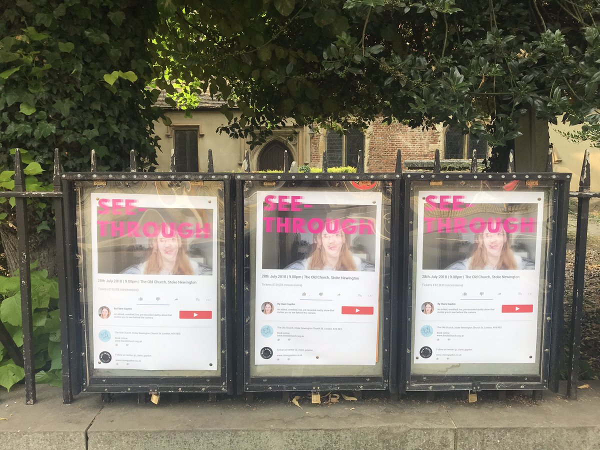 When was the last time you saw a show in a church?? Previewing my <a href="/edfringe/">Edinburgh Festival Fringe</a> show #seethroughplay <a href="/theoldchurchN16/">The Old Church</a> this sat 9pm. Tickets: theoldchurch.org.uk/events/see-thr…