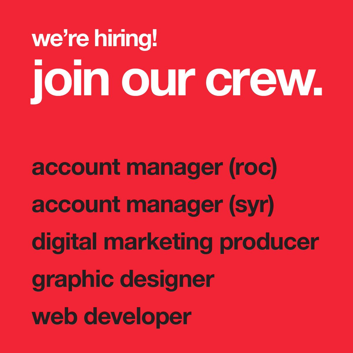 DigitalHyve's tweet photo. Have a passion for digital marketing? Want to be a part of an amazing crew and culture? The Digital Hyve needs you! We're looking for 5 new people to join our crew. Visit our Careers page to learn more about our current openings:
-> https://t.co/gR0I2BFZoL
#careers #DHcrew https://t.co/xoDZ28kmwK