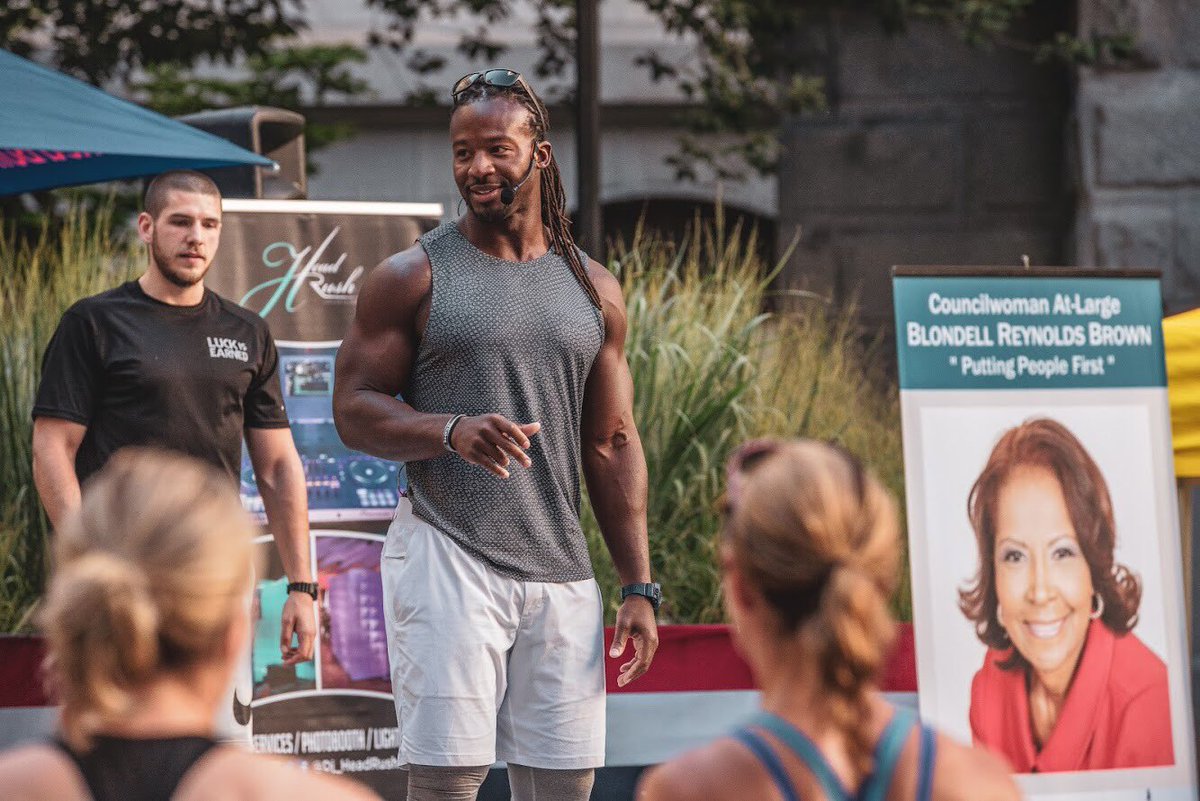 PHLCouncil's tweet photo. .@councilwomanbrb hosted a free @fitacademyphl workout in the City Hall Courtyard last week, featuring high energy coaching from Osayi Osunde, music, snacks and post-workout networking.
https://t.co/K1fnfmdOHj https://t.co/BTRqT6JaGi