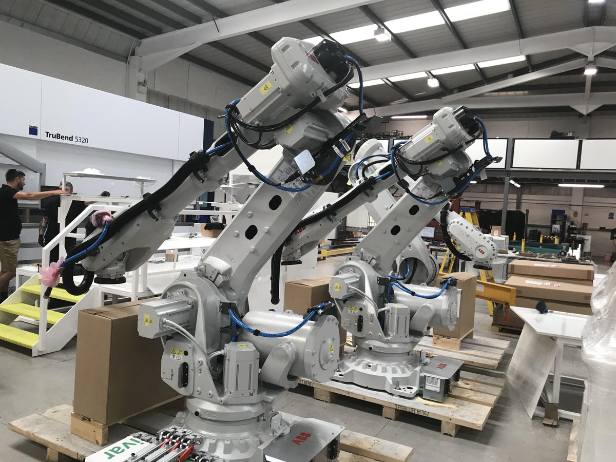 Adelphi_Auto's tweet image. Robots are taking over our workshop at the minute!! We're not complaining thought! Three large handling robots awaiting integration at Adelphi Automation on our next project. @ABBRobotics_UK