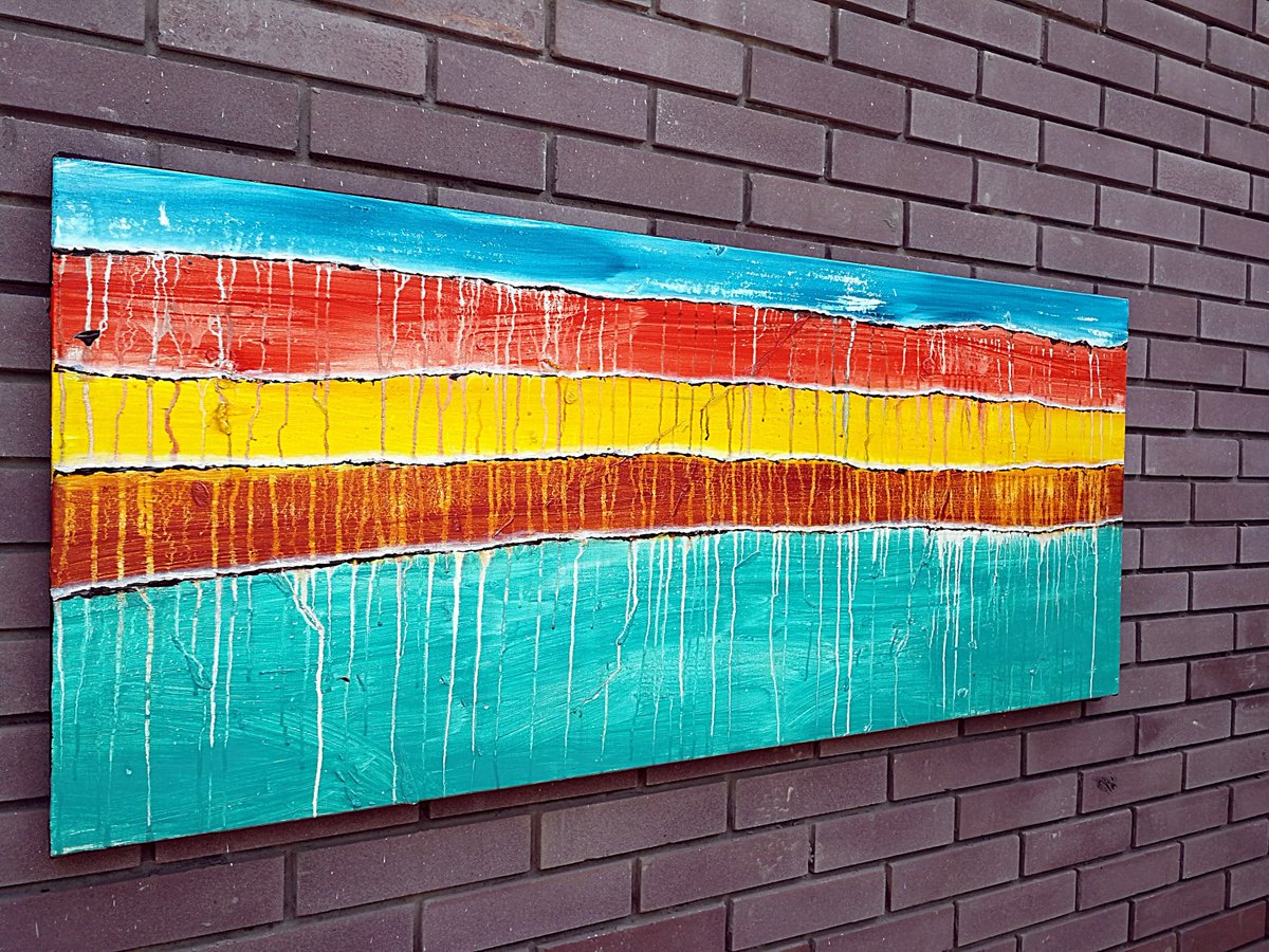 BBArtZone's tweet photo. Excited to share my  latest #art  
Ensueno - 140x60cm Acrylic on canvas Available here https://t.co/LPcqumhkMV 
#painting #blue #brown #orange #abstractart #abstractstripes #acrylic #red #colorfulabstract #colorfulart #abstractartwork  #arte #kunst #instaart #textured https://t.co/XhxM8oP2DW