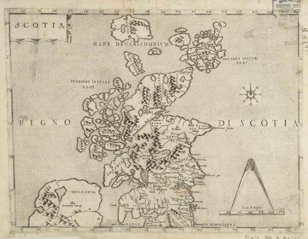 Hebridean_Baker's tweet photo. 1558 map of Scotland - they were either absolutely steaming drunk or had just given up by the time they started to draw the Outer Hebrides https://t.co/sbwxz2NoBP