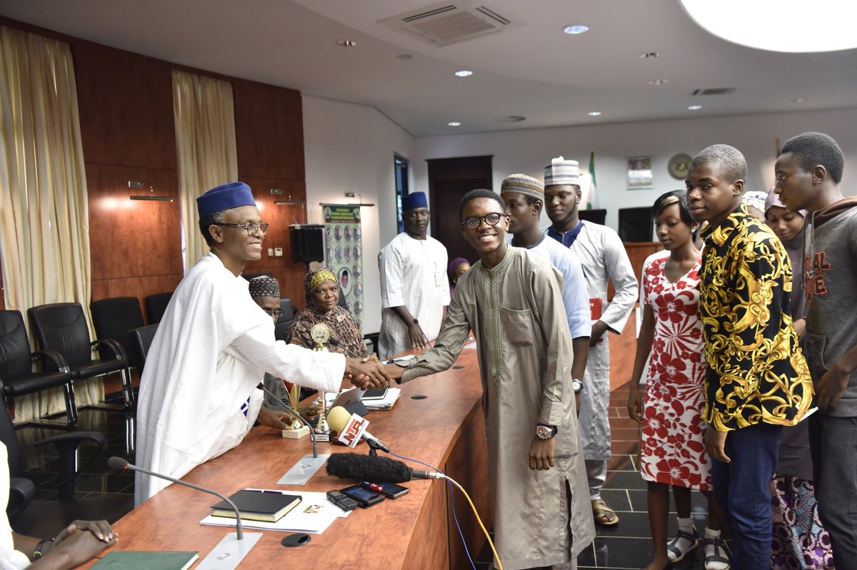 GovKaduna's tweet photo. Malam Nasir @elrufai has congratulated the team from the Kaduna State Debating Society for their runner-up performance in the international debate competition. https://t.co/eFfpCCKUhC