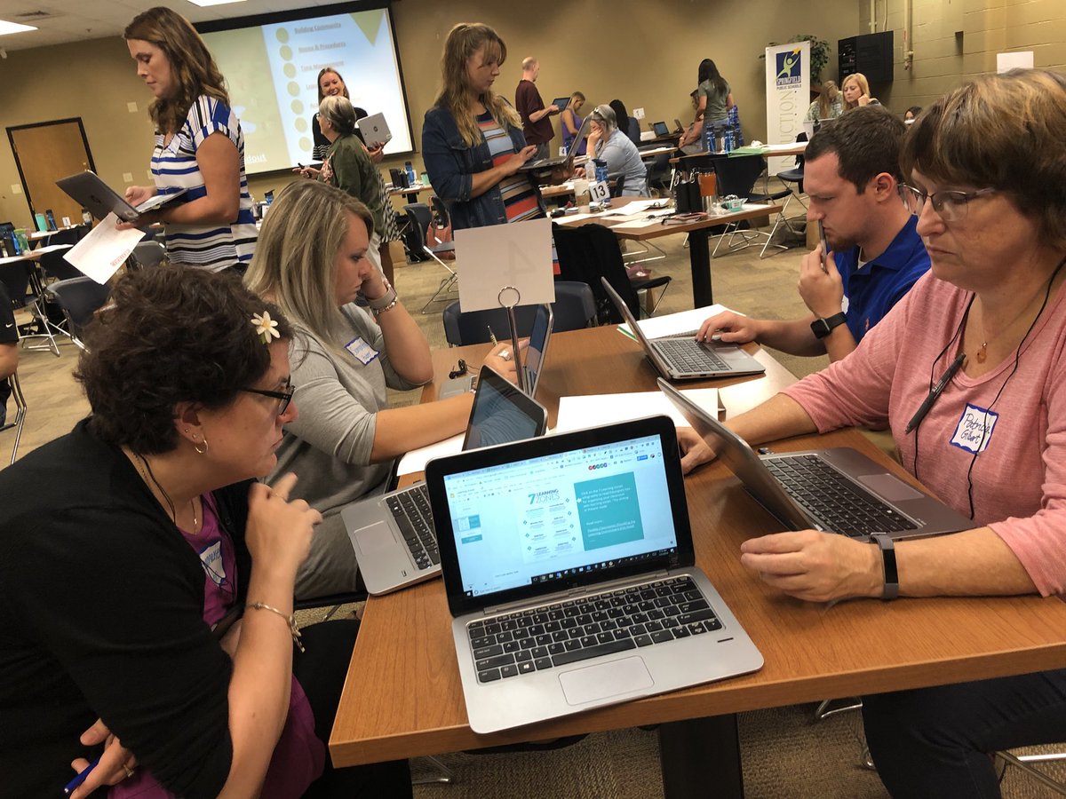 RBodoin's tweet photo. Creating learning zones @officialSPS #NTI2018 to establish norms, save time and keep teachers sane from the first day to the last day! #ignitesps #blendedlearningbootcamp https://t.co/sm19pItjXa
