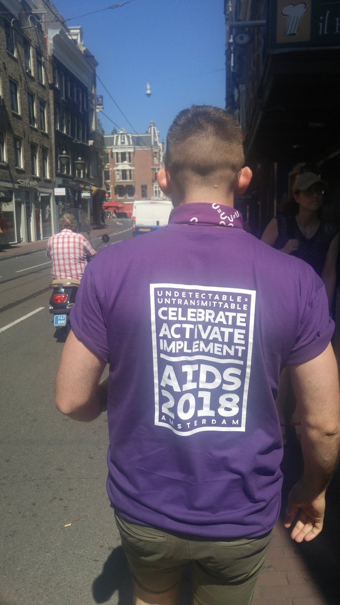 ACCMTL's tweet photo. #AIDS2018 kicks off with a protest through the streets of #Amsterdam. We walked with Canadian colleagues &amp; #UequalsU family hearing chants from across the world. Chase the Virus. Not the People. #NequalsN #IegaleI #BequalsB #KequalsK #HIV #AIDS #activism https://t.co/jj2q3PQnJb