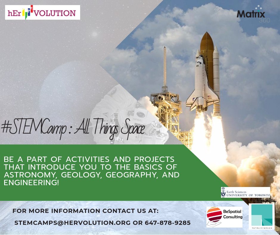 hEr_VOLUTION's tweet photo. Interested in #science and #technology that involves #space exploration? We have the program for you! Limited spots available. To register please go to --->> https://t.co/iNIxM1RTZE #STEMCamp2018 #BeSpacial https://t.co/XCdXVaD8o8