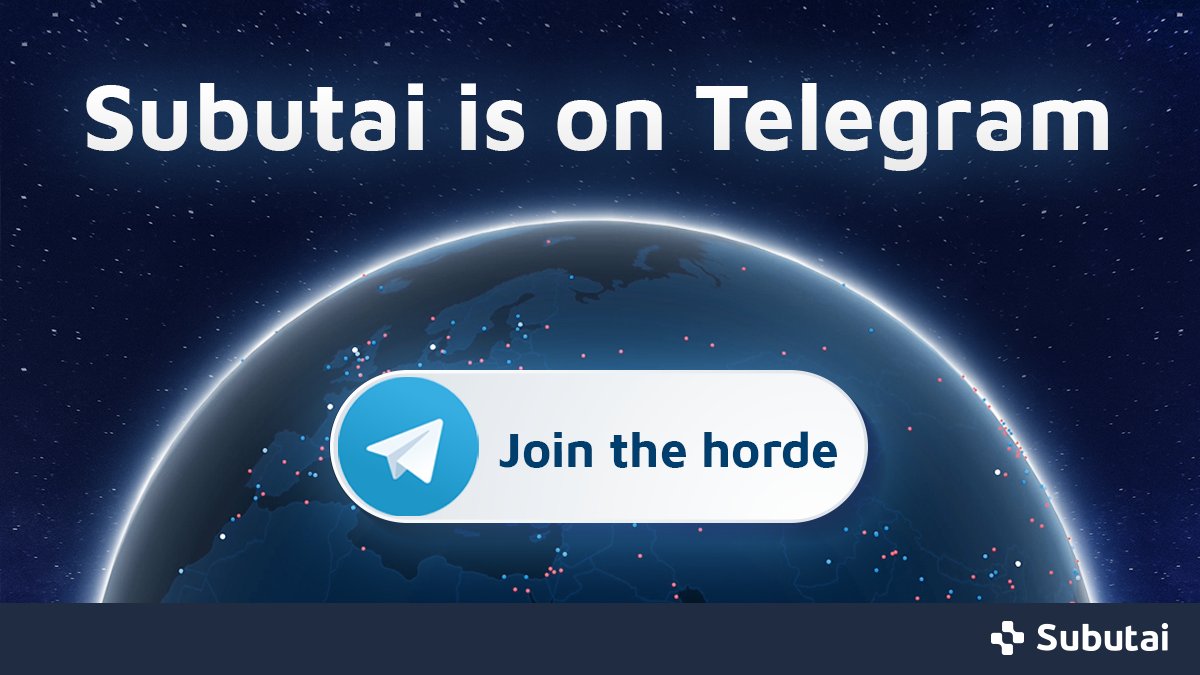Subutai_KHAN's tweet image. Have you joined our Telegram channel yet? Our team is active and engaging with our users, advocates and the Subutai Horde. #Subutai #BlockchainCloud #CloudComputing #CryptoCommunity #BlockchainSolutions #Tech #p2p #IIoT  t.me/SubutaiKHAN