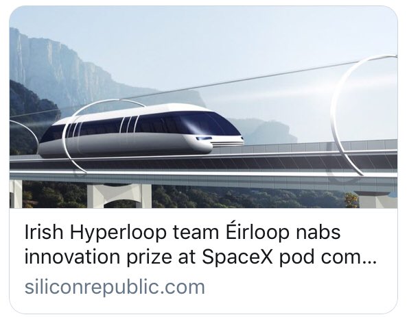 PatCarroll_1's tweet image. Congrats to Limerick’s @Johanna3D part of Irish @Team_Eirloop on winning Innovation Prize at Elon Musk’s SpaceX Hyperloop competetion:
siliconrepublic.com/machines/eirlo… via @siliconrepublic