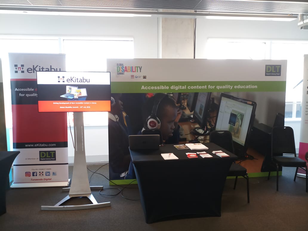 eKitabu stand at the 2018 Global Disability Summit in Stratford, London.
Theme: To raise global attention on disability, seek new commitments and showcase best practices on disability inclusion 
#GDS2018
#NowIsTheTime
#LeaveNoOneBehind
#GlobalDisabilitySummit