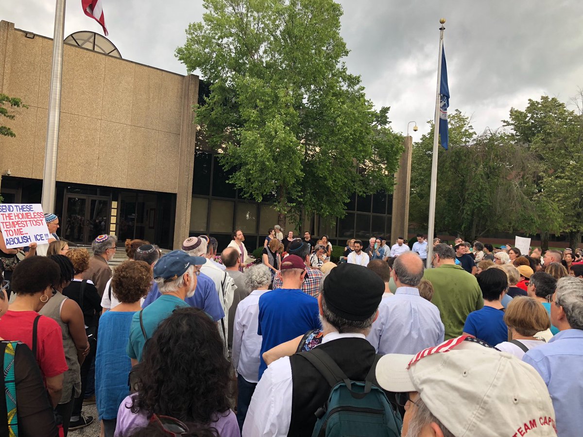 BloomyCommittee's tweet photo. Yesterday, Ben attended the rally for immigrants on the Jewish day of mourning - #TishaBAv.  Ben believes that we need to support members of our #immigrant communities.  He was proud to stand witness with the many people at Burlington #ICE Center. #MaPoli #nobannowall https://t.co/in2SuEL6zb