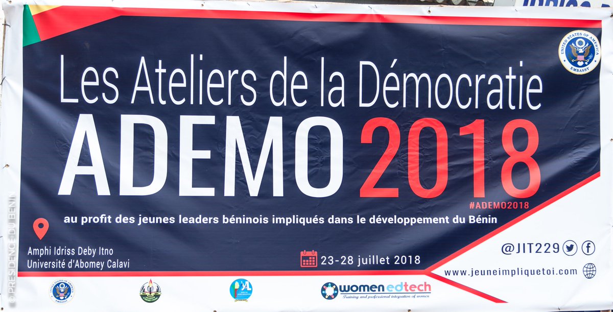 AurelieASZ's tweet photo. Sur invitation de @YaliTeam229, j’ai pris part, ce matin, au lancement officiel des Ateliers de la Démocratie (ADEMO 2018), organisés par @USEmbassyBenin au profit des jeunes leaders béninois impliqués dans le développement du Bénin. #ADEMO2018 https://t.co/ZH0Q2obLPQ