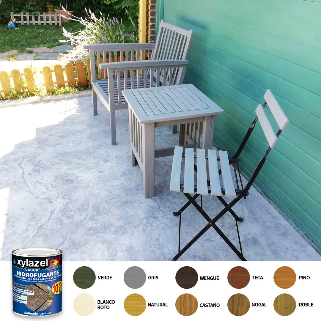 ¡Fíjate qué muebles de jardín más chulos! 😍😍 @DachaRoca ha conseguido que queden súper originales aplicando un lasur gris a la madera en contraste con el negro liso de la estructura de metal.  Elige tu color bit.ly/hidrofugante y ¡anímate a personalizar los tuyos!