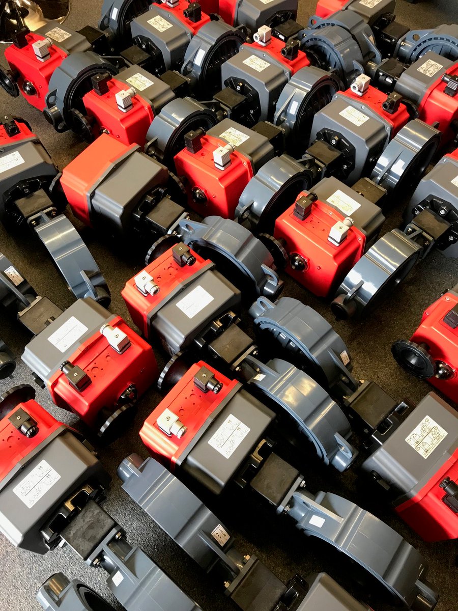 36 units of PVC 6" butterfly valves complete with failsafe electric actuators #pvc #electricactuators #butterflyvalves #failsafe