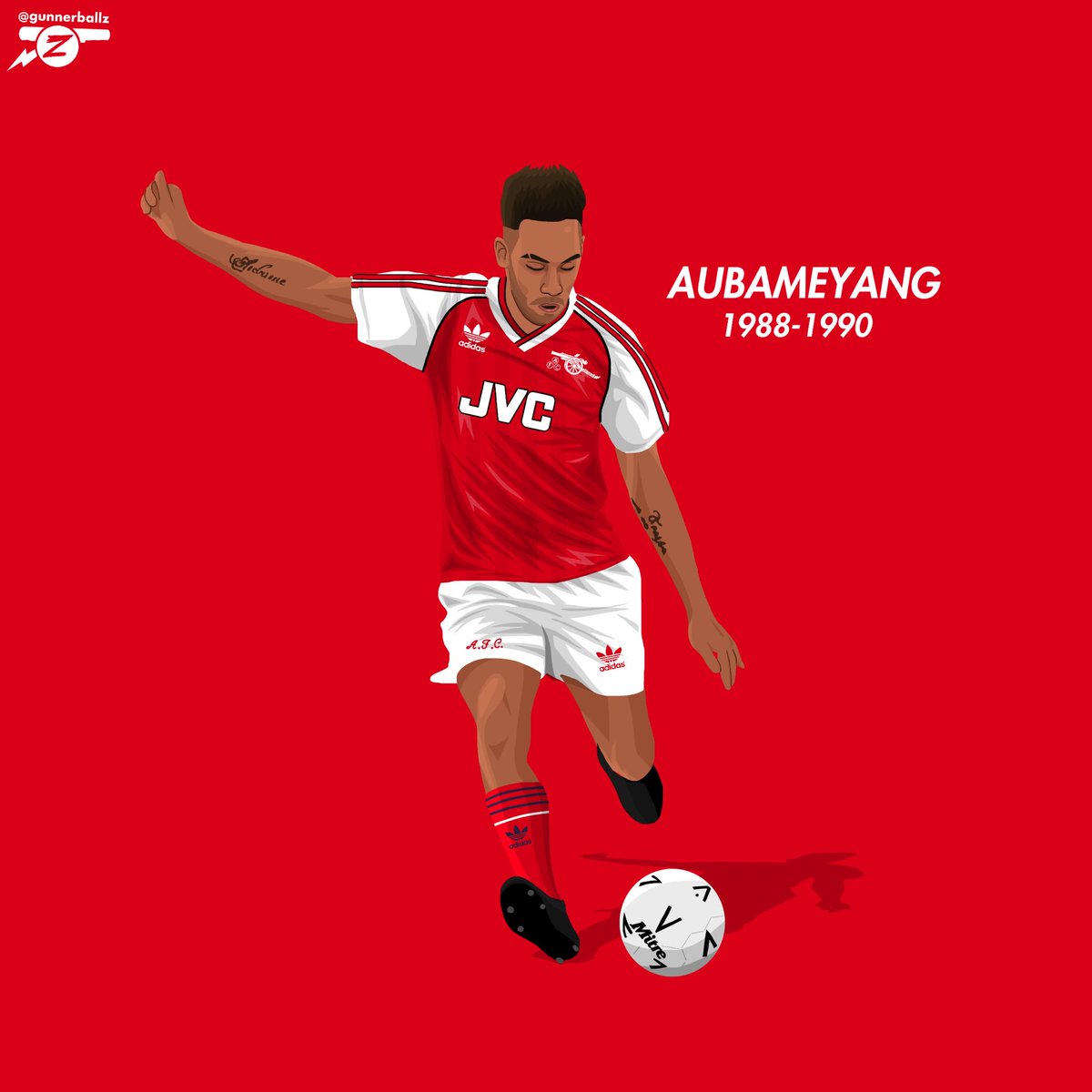 GunnerBallZ's tweet photo. Aubameyang in the 1998-1990 home kit. ⚡️ #aubameyang #arsenal #afc #adidas #retro #yopierre https://t.co/1s5vOl6aPT