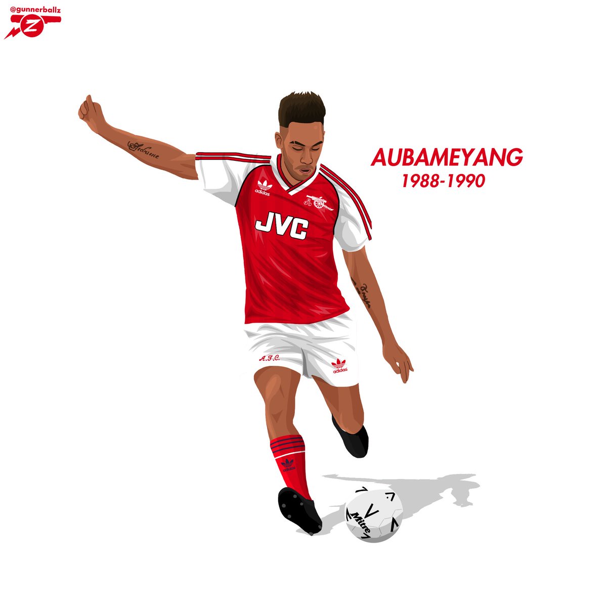 GunnerBallZ's tweet photo. Aubameyang in the 1998-1990 home kit. ⚡️ #aubameyang #arsenal #afc #adidas #retro #yopierre https://t.co/1s5vOl6aPT