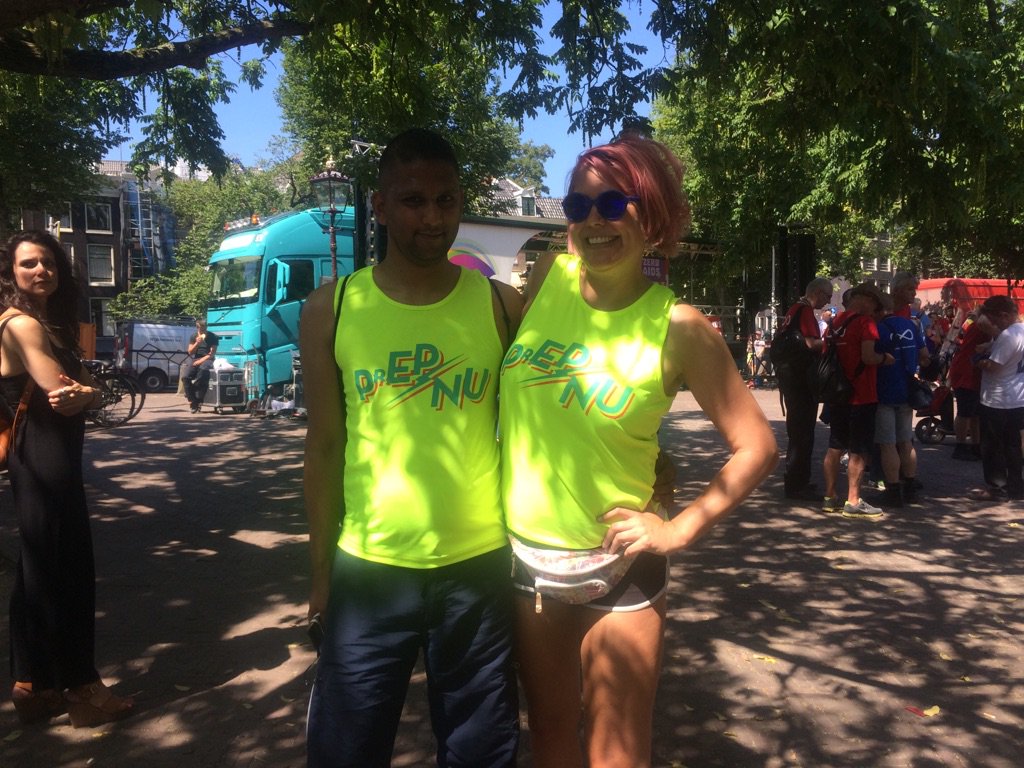 lalalalinder's tweet photo. Ready to march with @pieterclaeys! #aids2018 #PrEPnu https://t.co/bfi4TNDhBg