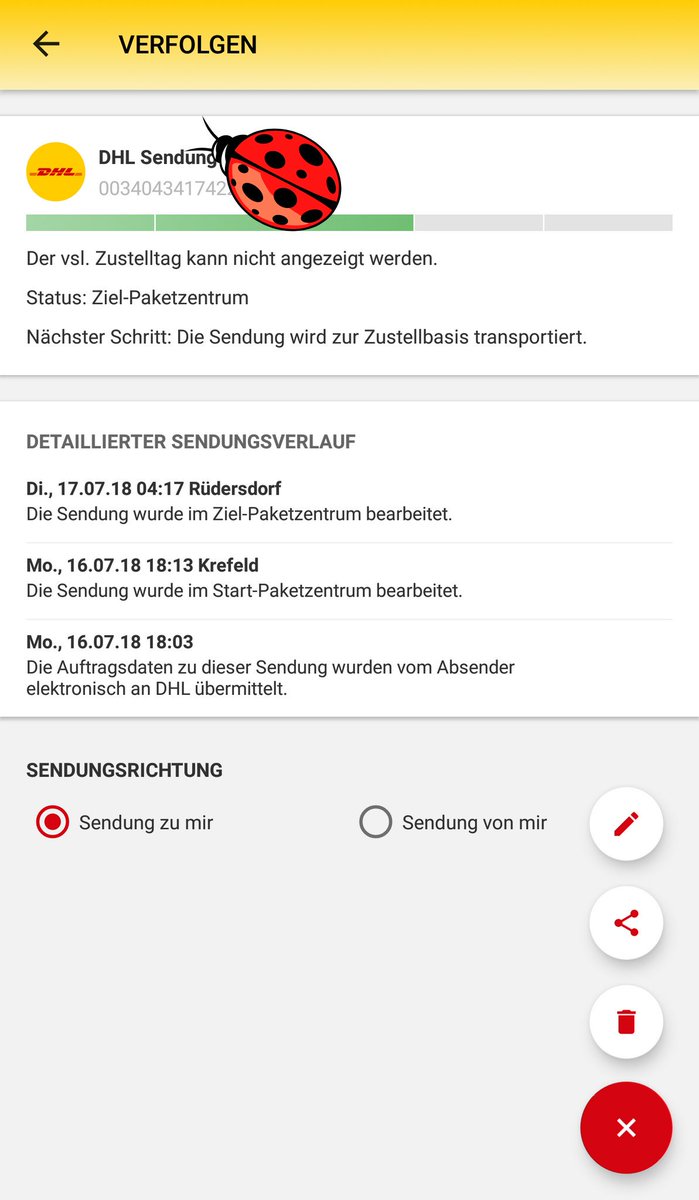 CampingplatzD66's tweet photo. @DHLPaket nein leider nicht... 😪 https://t.co/2dZ9APv7N6