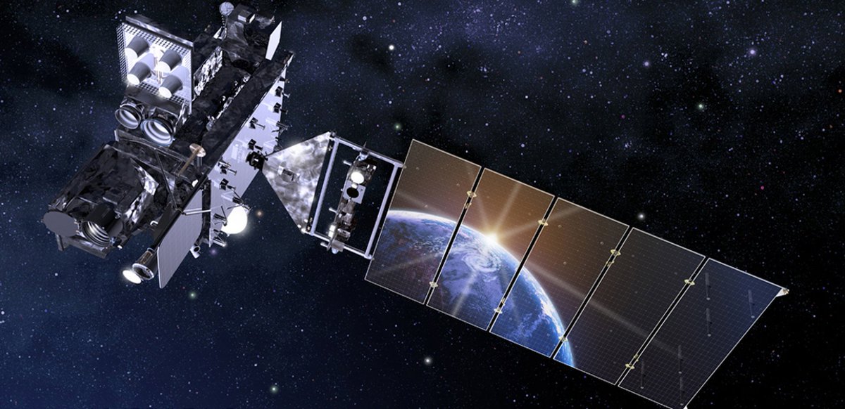 NASA image of An artist's depiction of the GOES-16 satellite in orbit