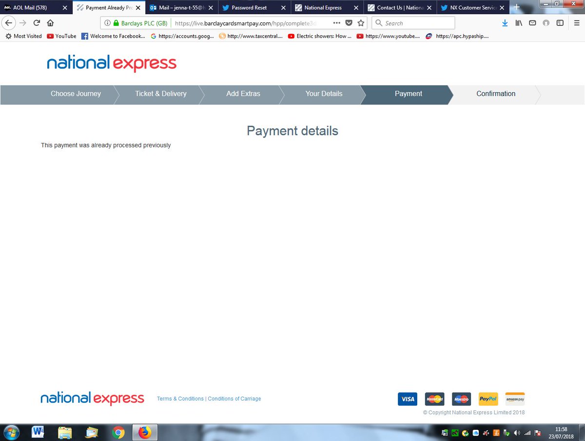 jenjen91's tweet photo. @nxcare  Hi, I just booked online but this screen has come up, so I'm not sure  whether the payment or booking has gone through as it hasn't gone to the  confirmation page? I'm worried about trying again in case it has gone  through and I book/ pay twice! Please help! https://t.co/aOkFzLjCBy