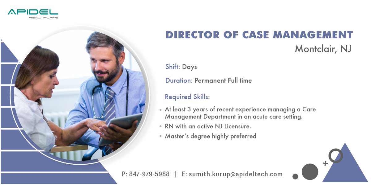Apidelhealth's tweet photo. #RNJobs #NurseJobs #HospitalJobs #CaseManagementJobs #NJJobs #ApidelJobs #ApidelHealthcare #PermanentJobs https://t.co/978xtb6XYp