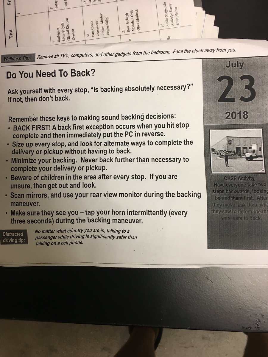 NaplesSafety's tweet photo. Monday again!?!? It’s hot today in the 239. Drivers were met with a reminder to only back when necessary. #ups #safetysquad239 #backfirst https://t.co/CXeez9UZD5