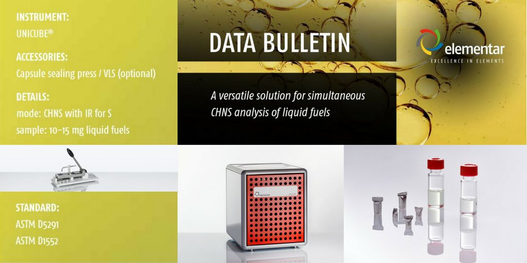 elementargroup's tweet photo. Discover our latest #DataBulletin on #CHNS analysis of #liquid #fuels with #UNICUBE. Read more: https://t.co/9jypiZMzGy https://t.co/9PveBu5ZOC