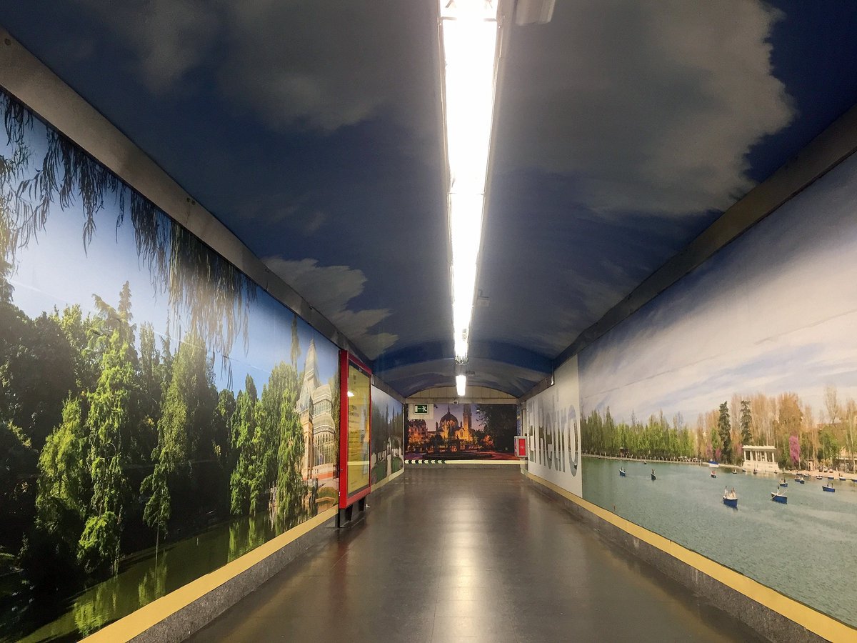 SecretosdeMadri's tweet photo. ¡Me encanta cómo ha quedado la Estación de Metro del Retiro! Ahora la belleza del parque también se disfruta en los pasillos de la estación. Fotos de @metro_madrid #madrid https://t.co/raizERYcpp