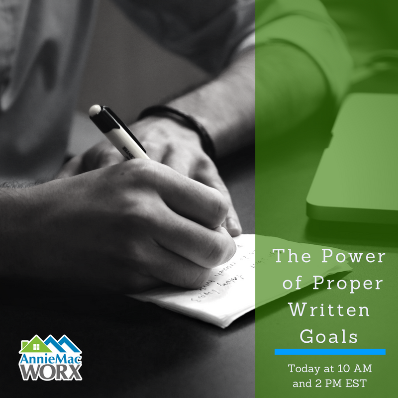 WorxPartner's tweet photo. The Power of Proper Written Goals
Join us today at 10am & 2pm
#AnnieMacWorx #RealEstateClasses #AnnieMacHomeMortgage #AnnieMacNation https://t.co/V5VvOOPUGE
