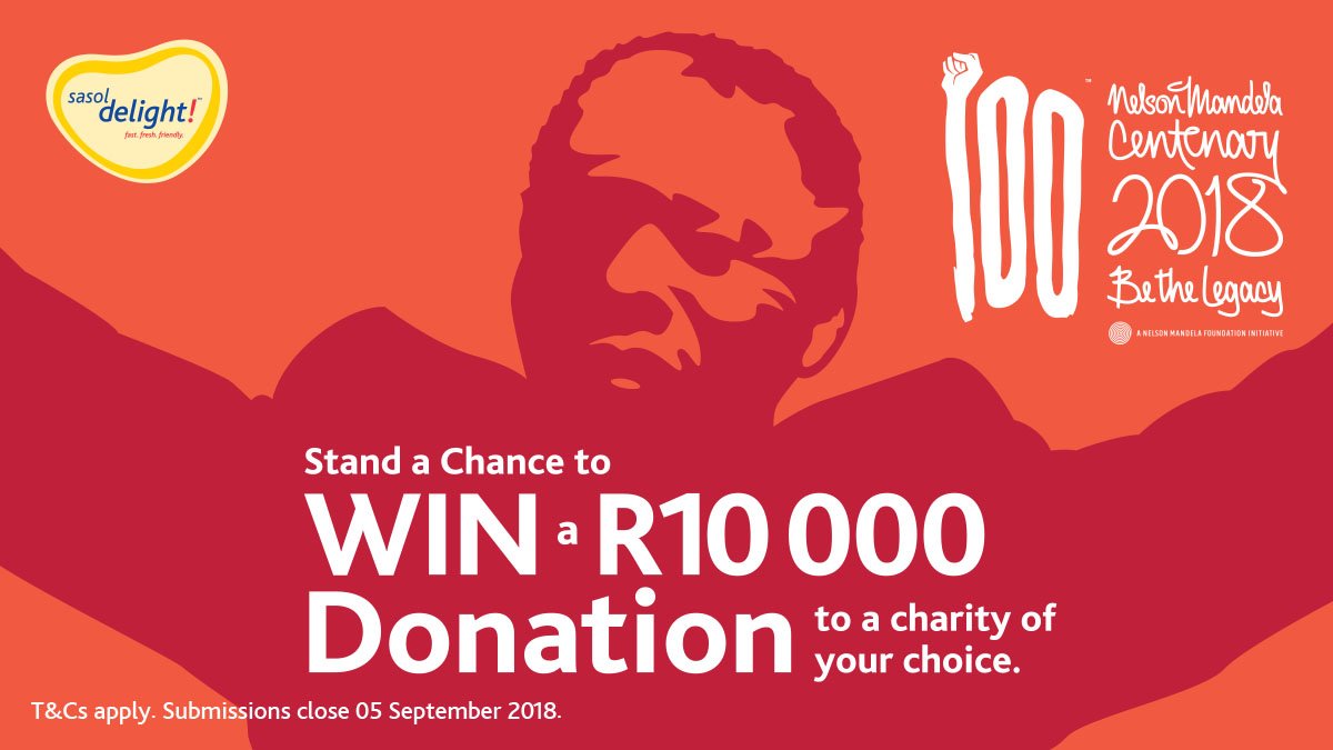 SasolSA's tweet image. Join us and be part of Madiba’s Legacy. Get out in your community &amp;amp; show how you’re making a difference. Tweet @SasolSA a pic of you doing something good using #BeTheLegacy &amp;amp; stand a chance to win R10 000 for a charity of your choice. T’s&amp;amp;C’s apply.
sasol.com/retail/sasol-d…