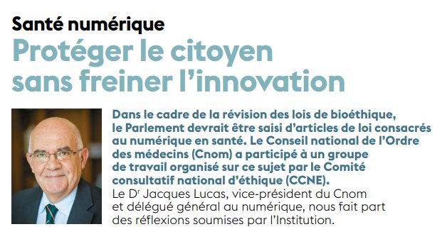 ordre_medecins's tweet image. Santé numérique : comment protéger le citoyen sans freiner l'#innovation ? Les réponses de @Jcqslucas, Vice-Président de l'Ordre, Délégué général au numérique 👉 conseil-national.medecin.fr/sites/default/… #esanté