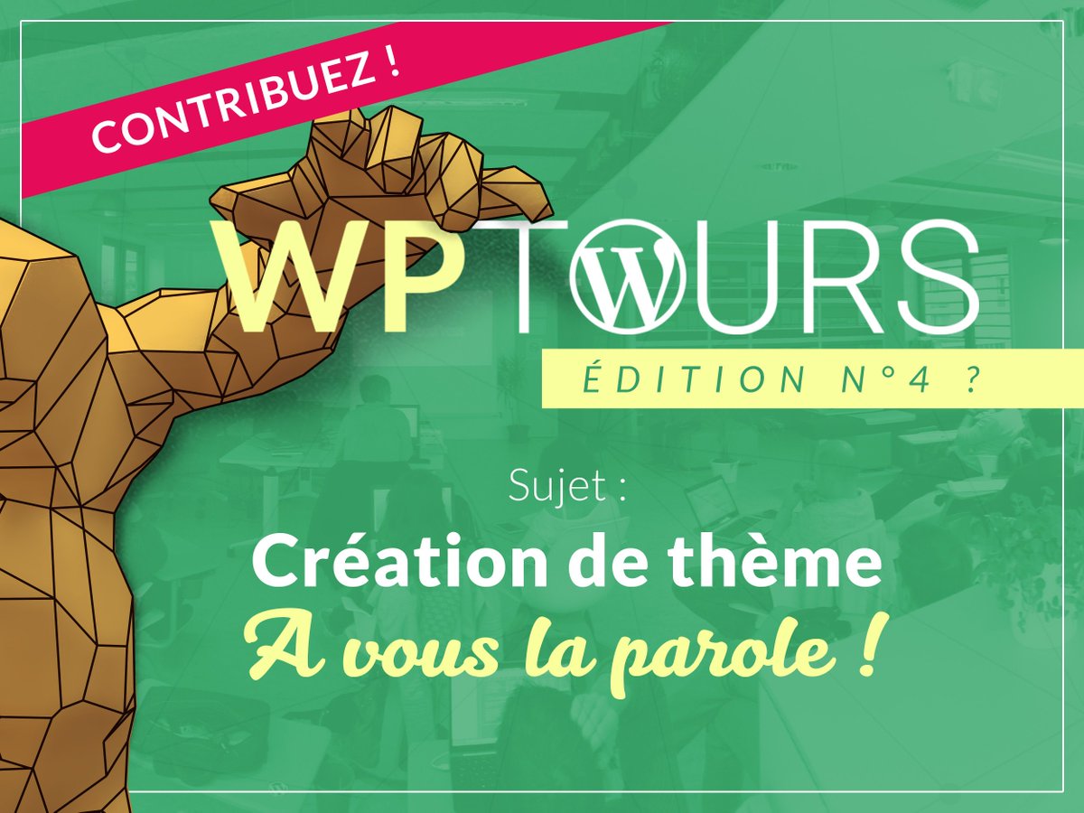 wp_tours's tweet photo. Amis WP #Tours : on a besoin de vous 🤩
❓ Vous savez créer un thème #WordPress ? 
➡️ Venez animer le prochain meetup WPTours !
https://t.co/0Pz7h1hP6F https://t.co/LjAQD3ggUP