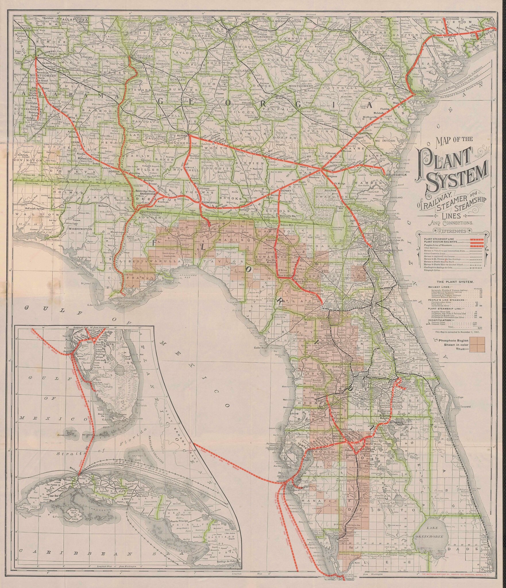 Henry Plant Railroad Map Tampa Bay History Center On Twitter: "This Is A Map Of The Plant System Of  Railway, Steamer And Steamship Lines And Connections From 1891, The Year  The Tampa Bay Hotel Was Opened