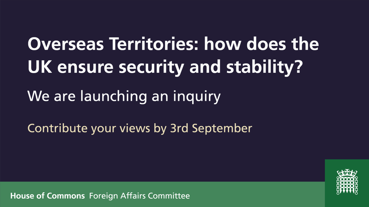 Foreign Affairs Committee (@commonsforeign) on Twitter photo We have just launched our new inquiry into the UK’s Overseas Territories, where will be considering how effectively the FCO manages its responsibilities towards them. Read more here: parliament.uk/business/commi… <a href="/TomTugendhat/">Tom Tugendhat</a> We have just launched our new inquiry into the UK’s Overseas Territories, where will be considering how effectively the FCO manages its responsibilities towards them. Read more here: parliament.uk/business/commi… <a href="/TomTugendhat/">Tom Tugendhat</a>