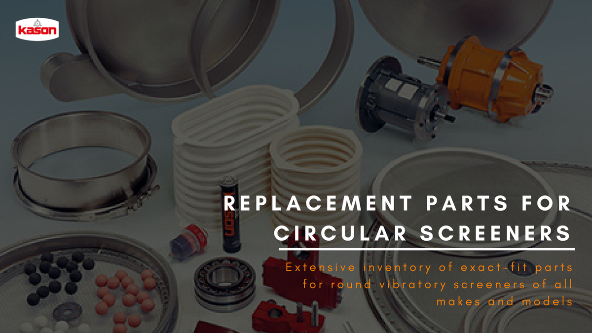 KasonCorp's tweet photo. Kason offers exact-fit #ReplacementScreens for any make or model of circular #VibratoryScreener, including weld-mount screens and food-grade epoxy-mount sanitary screens, in diameters from 18 to 100 inches. Learn more: https://t.co/0RhYQEiIH2 #MFG #Gaskets #ReplacementParts https://t.co/tWg6PVWucq