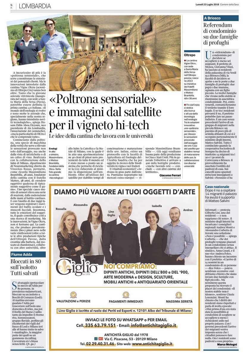 Emanuele Bottiroli (@bottiroli) on Twitter photo Oggi sul <a href="/Corriere/">Corriere della Sera</a> si parla di Vigne Olcru e del suo impegno tra vino e ricerca. #weloveoltrepo Oggi sul <a href="/Corriere/">Corriere della Sera</a> si parla di Vigne Olcru e del suo impegno tra vino e ricerca. #weloveoltrepo