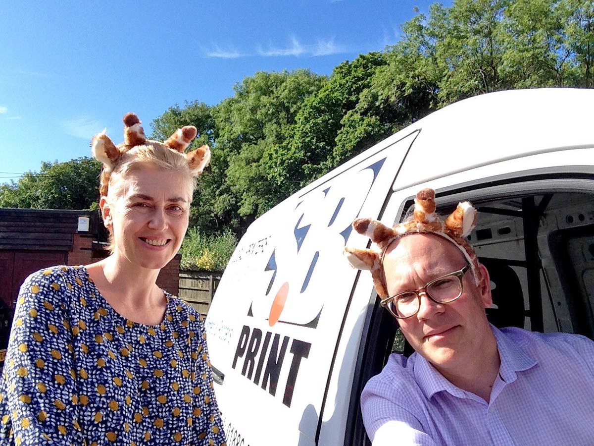 Have you seen all the giraffes around Worcester? Well here are a couple more! Simon &amp; Rachael modelling headbands SB Print have supplied for @WorcStandsTall We are delighted to have helped with branded merchandise and as a corporate supporter   #WorcestershireHour