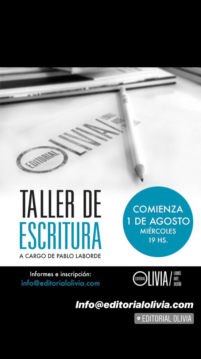 EDITORIAL OLIVIA 📚
Info@editorialolivia.com
Espacio de Libros, Arte y Diseño para autores y artistas independientes. 
Esmeralda 980
Buenos Aires