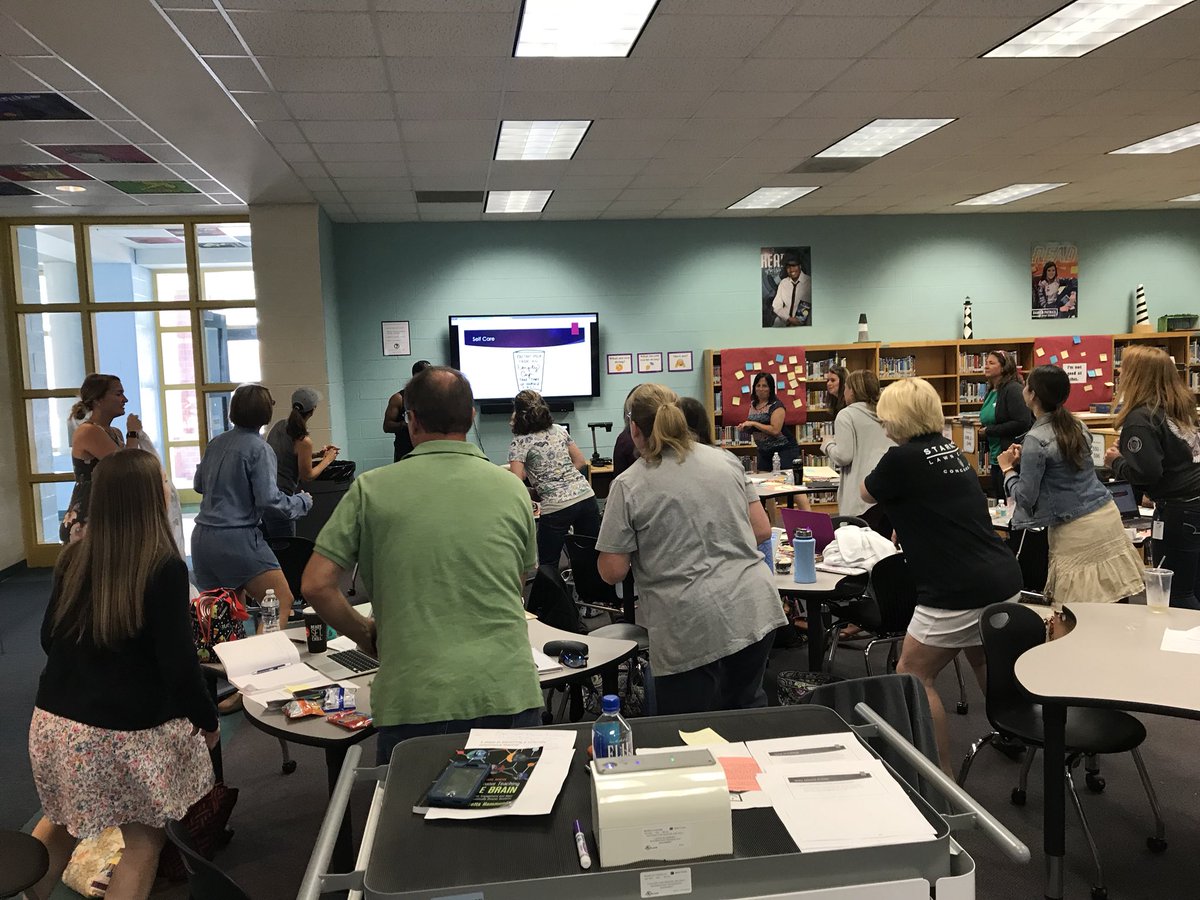 rockyriverelem's tweet photo. Thank you Devin Stewart for coming to talk with our staff today about self care! Compassionate schools...taking care of ourselves and our students #RRESSummerPD18 https://t.co/kFv6UyCTlQ