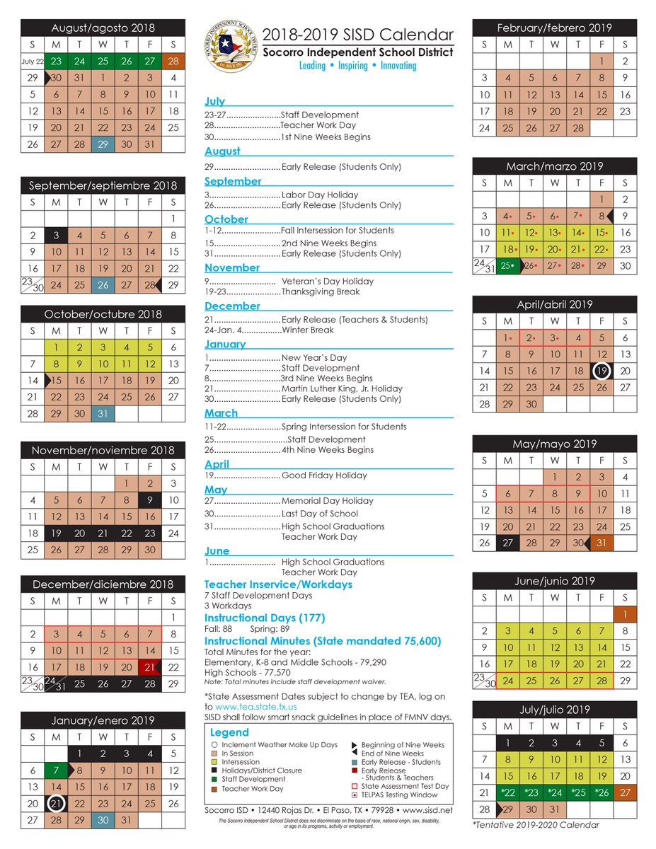 socorro-isd-calendar